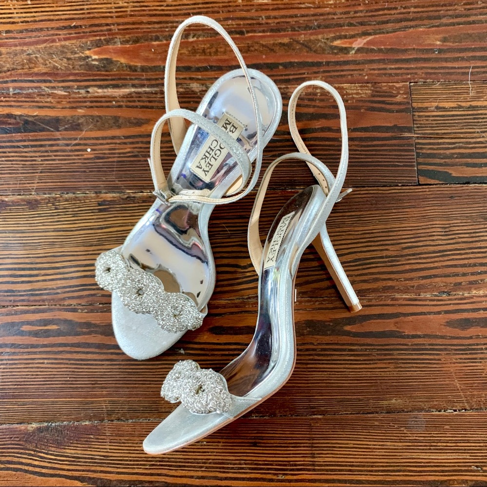 SILVER STRAP METALLIC BEADED STILETTO HEEL